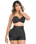 Bichi 1374 Stage 3 Colombian High-Waist Faja/Shaping Shorts – Black, front view