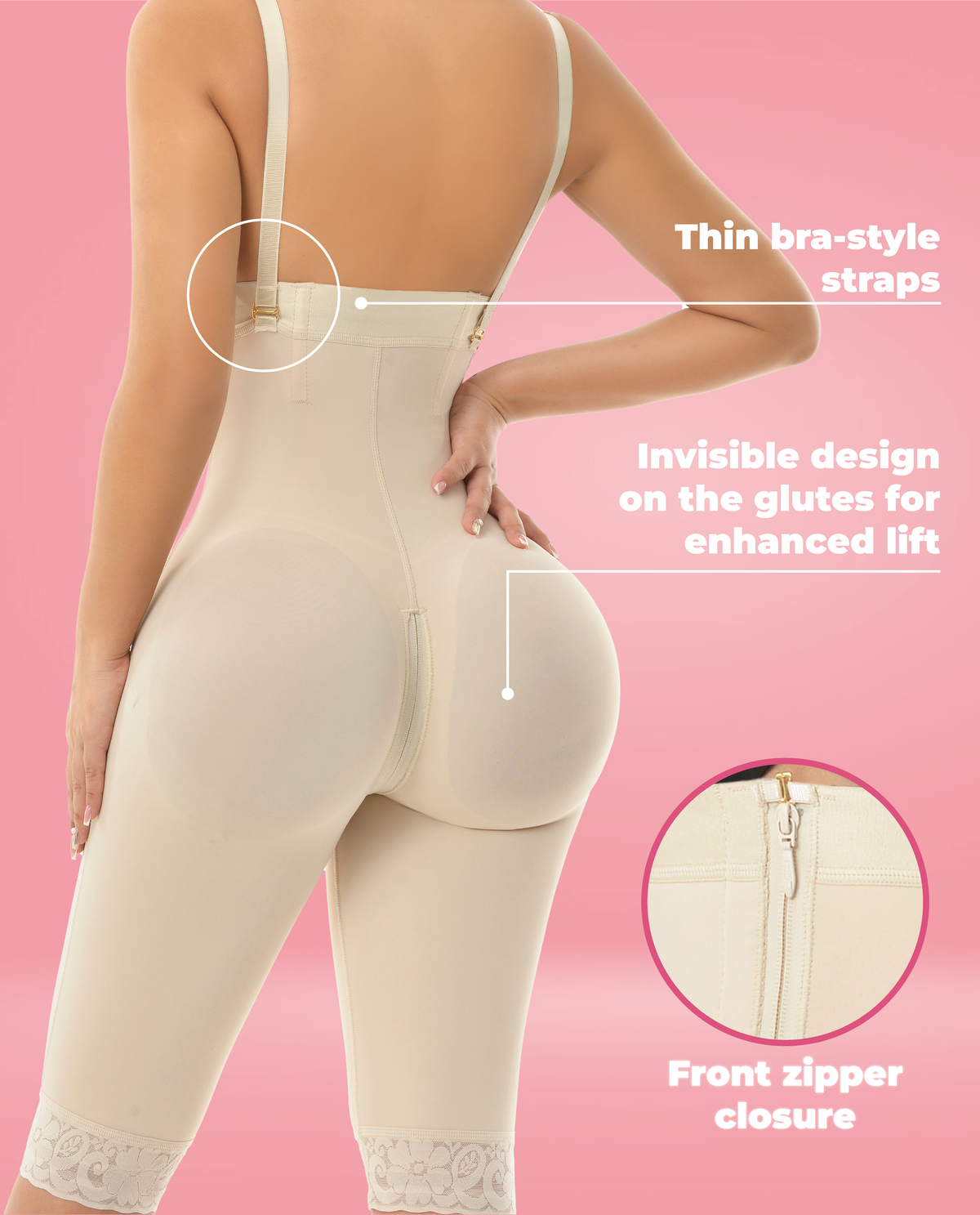 Seductora 1330 Stage 3 Colombian Knee-Length Faja/Body Shaper – Beige, photo 6