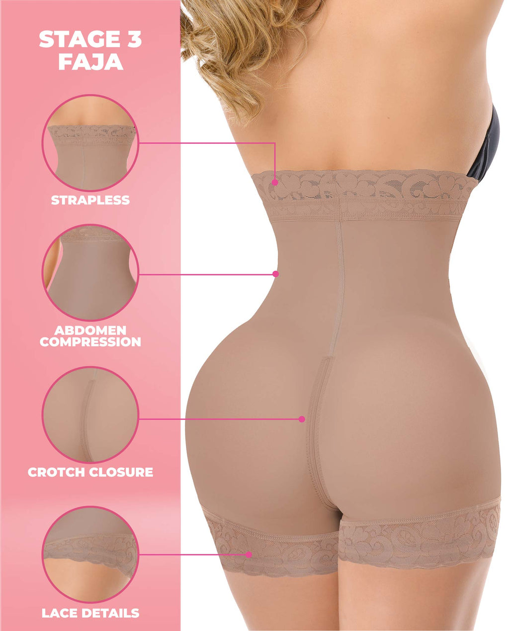 Sublime 1385 Stage 3 Colombian High-Waist Faja/Shaping Shorts – Cocoa, photo 8