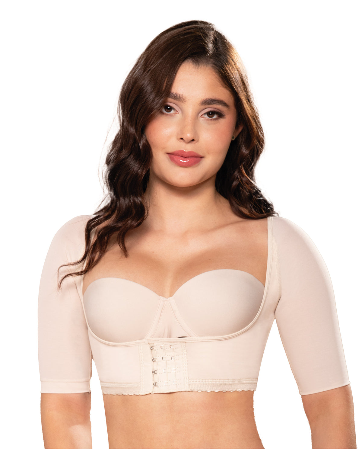 Lupita 3000 Stage 4 Colombian Arm Compression Top – Beige, front view
