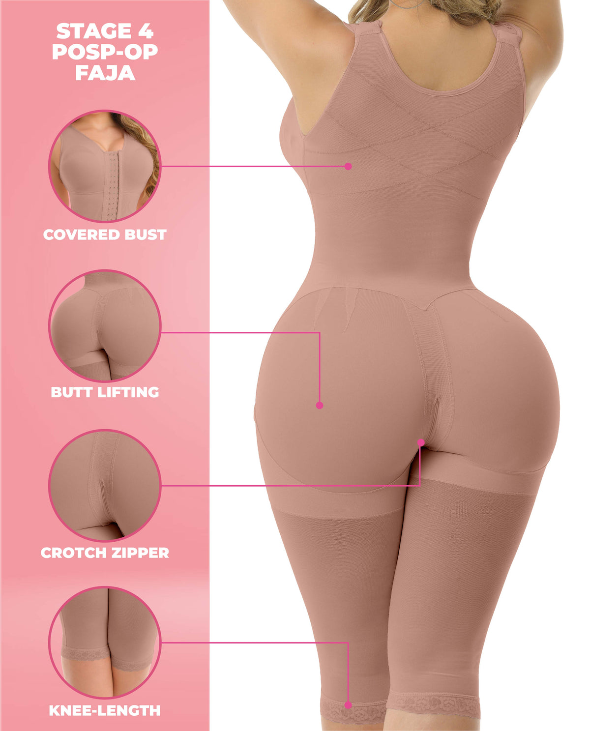 Noa 9552 Stage 4 Colombian Long-Leg Faja/Body Shaper with Bra – Cocoa, photo 5