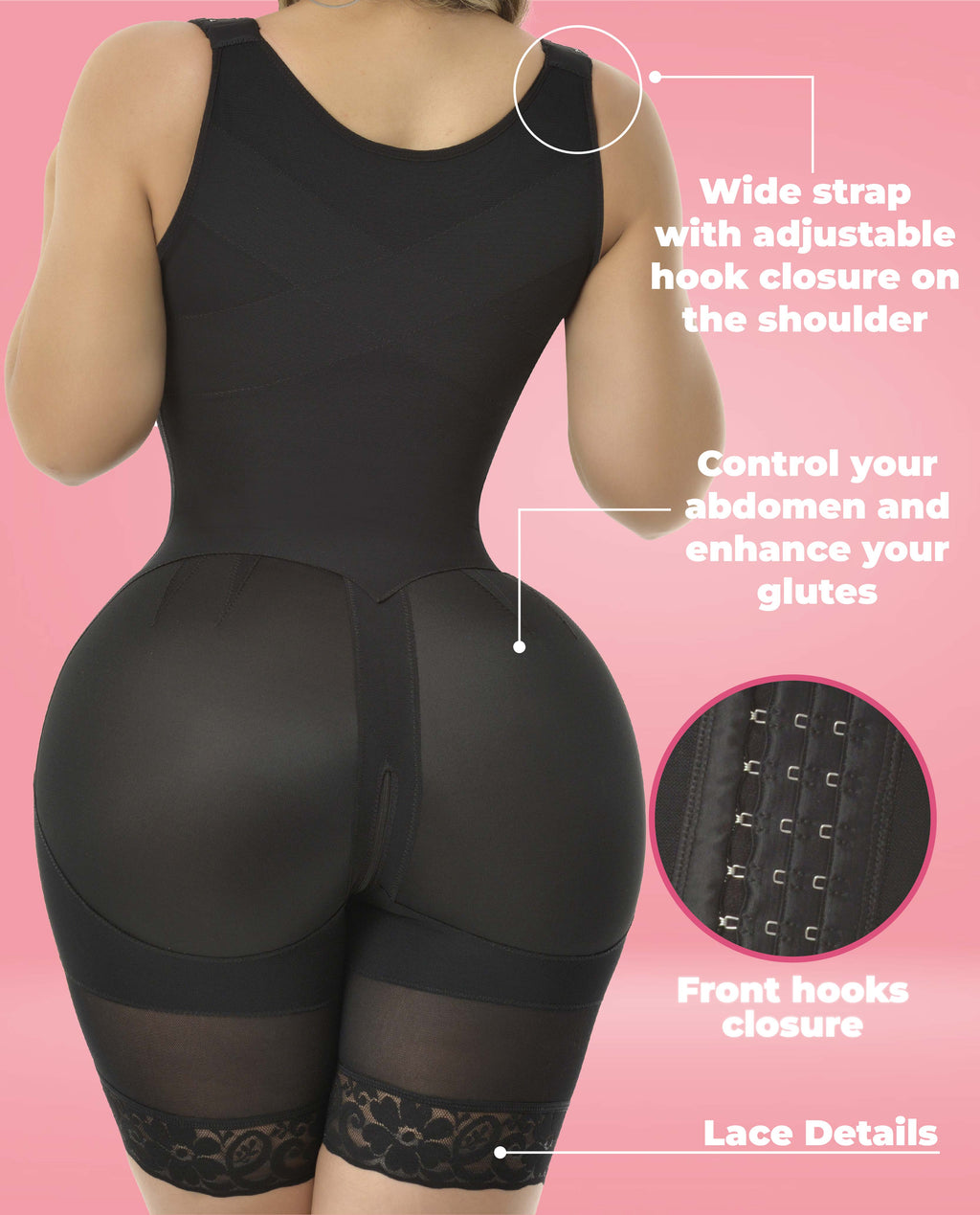 Jaiden 9561 Stage 4 Colombian Above-Knee Faja/Body Shaper – Black, photo 4