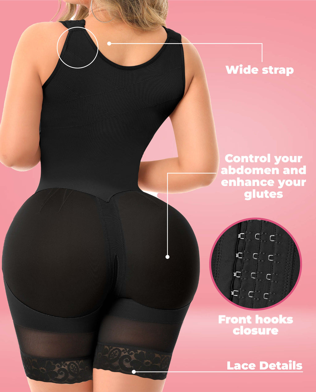 Erin 9562 Stage 4 Colombian Above-Knee Faja/Body Shaper – Black, photo 8