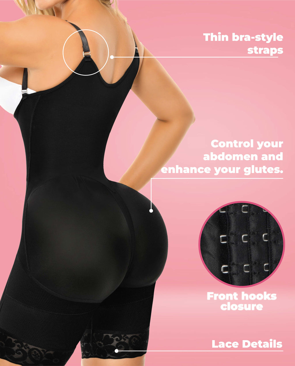 Ellie 9565 Stage 4 Colombian Above-Knee Faja/Body Shaper – Black, photo 4
