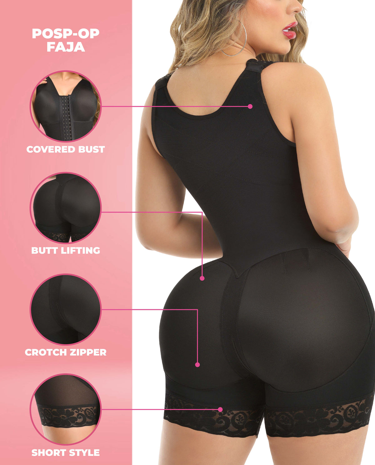 Millye 9572 Stage 4 Colombian Short-Leg Faja/Body Shaper with Bra – Black