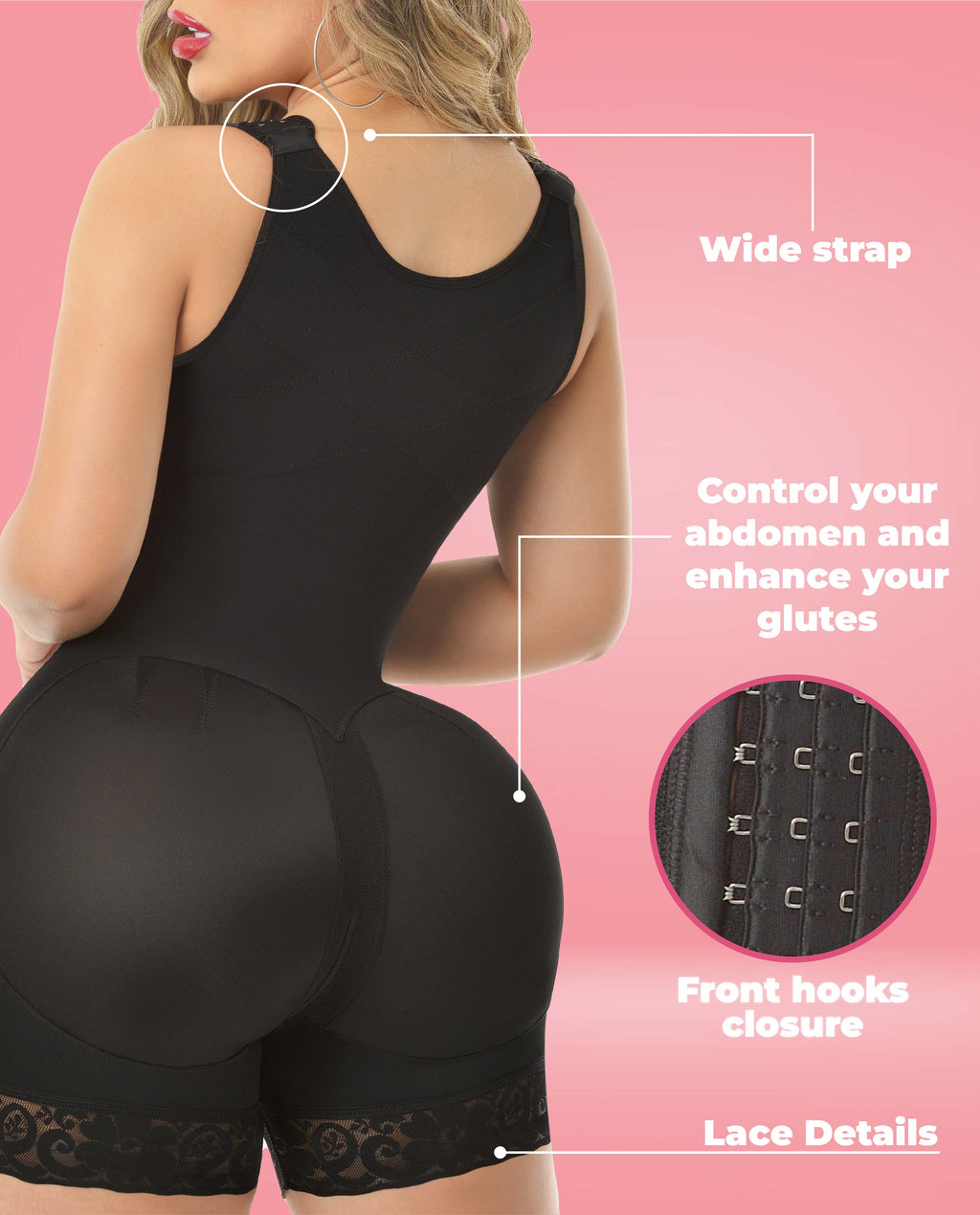 Millye 9572 Stage 4 Colombian Short-Leg Faja/Body Shaper with Bra – Black, photo 4