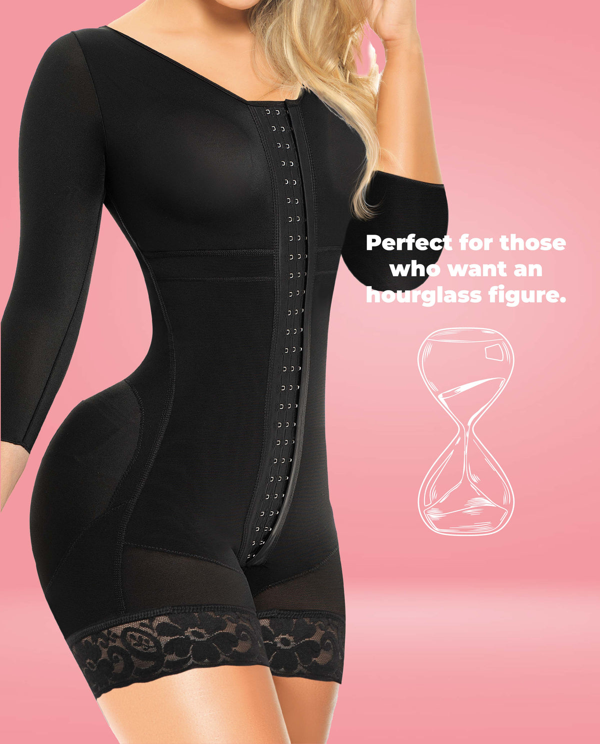 Lexi 9573 Stage 4 Colombian Short-Leg Faja/Body Shaper with Sleeves – Black, photo 6